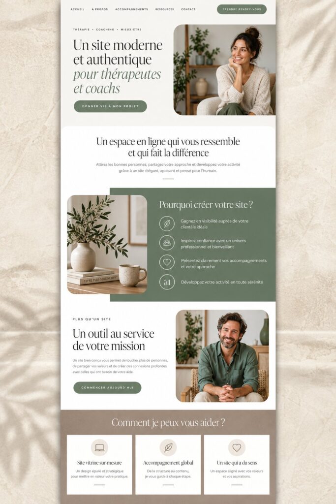Un site internet moderne et accueillant pour thérapeutes