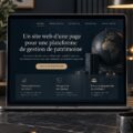 Capture d'écran d'un site web dédié à la gestion de patrimoine avec un design moderne et accueillant.