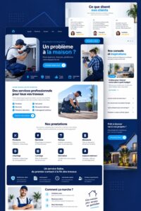 Un écran d'ordinateur montrant un design de site web pour un service de réparation