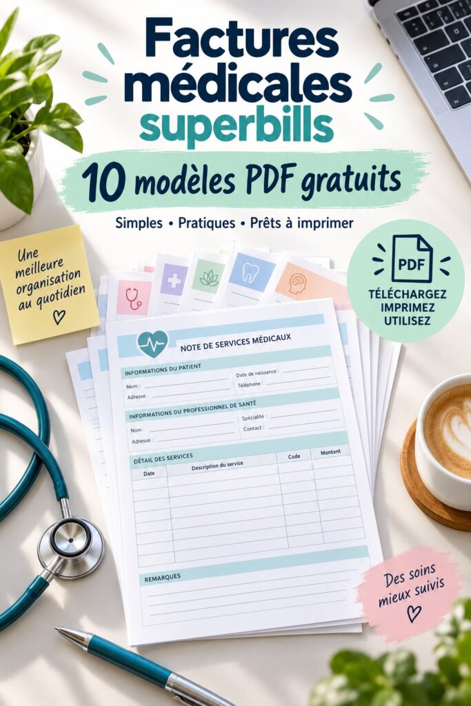 Exemple de superbill médical sous forme de PDF à imprimer pour une utilisation professionnelle