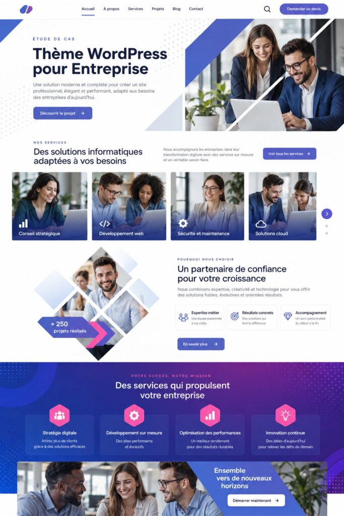 Thème WordPress Editech pour entreprises avec un design moderne