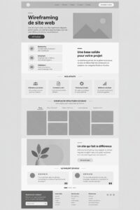 Un exemple de wireframe de site web, illustrant la structure de la page.
