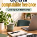 Femme comptable travaillant sur un ordinateur, entourée de documents.