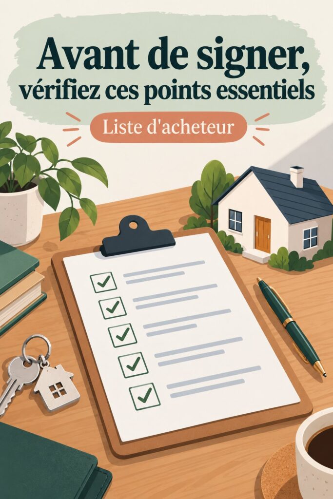 Checklist pour l'achat immobilier avec des points essentiels à vérifier