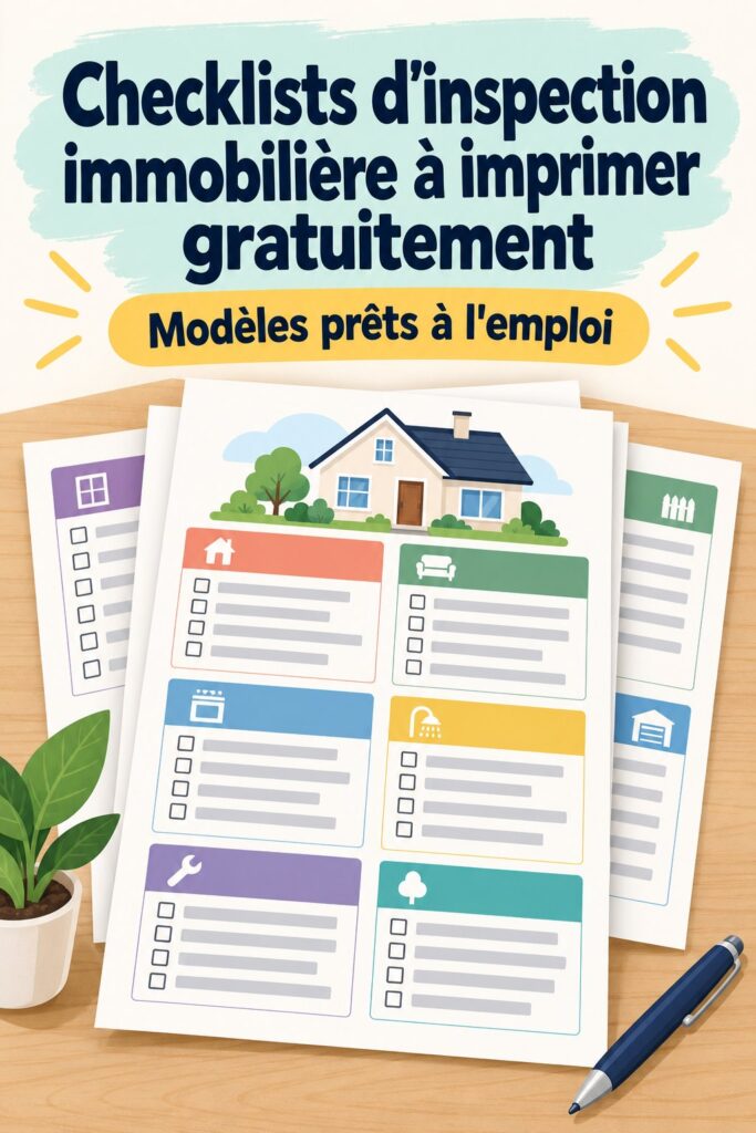 Modèle de checklist d'inspection immobilière imprimé sur un bureau