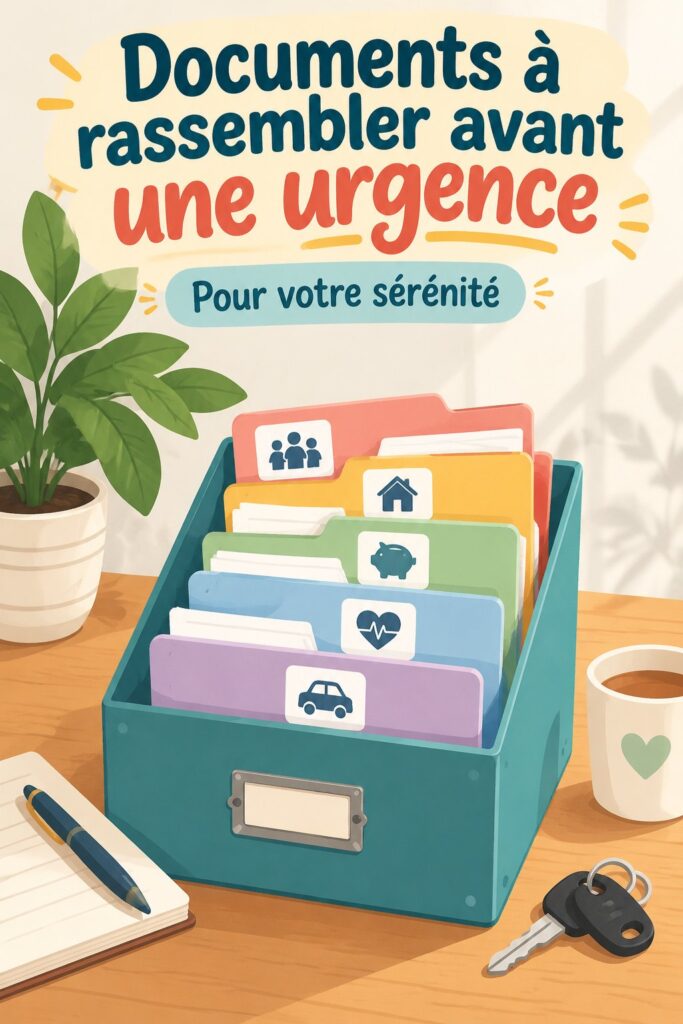 Femme rassemblant des documents essentiels pour une urgence