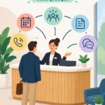 Femme professionnelle analysant la gestion du front office dans une entreprise