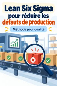 Illustration d'une réunion d'équipe sur Lean Six Sigma, centrée sur l'amélioration de la qualité de production.