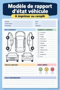 Modèle de rapport d'état de véhicule avec des notes sur son état