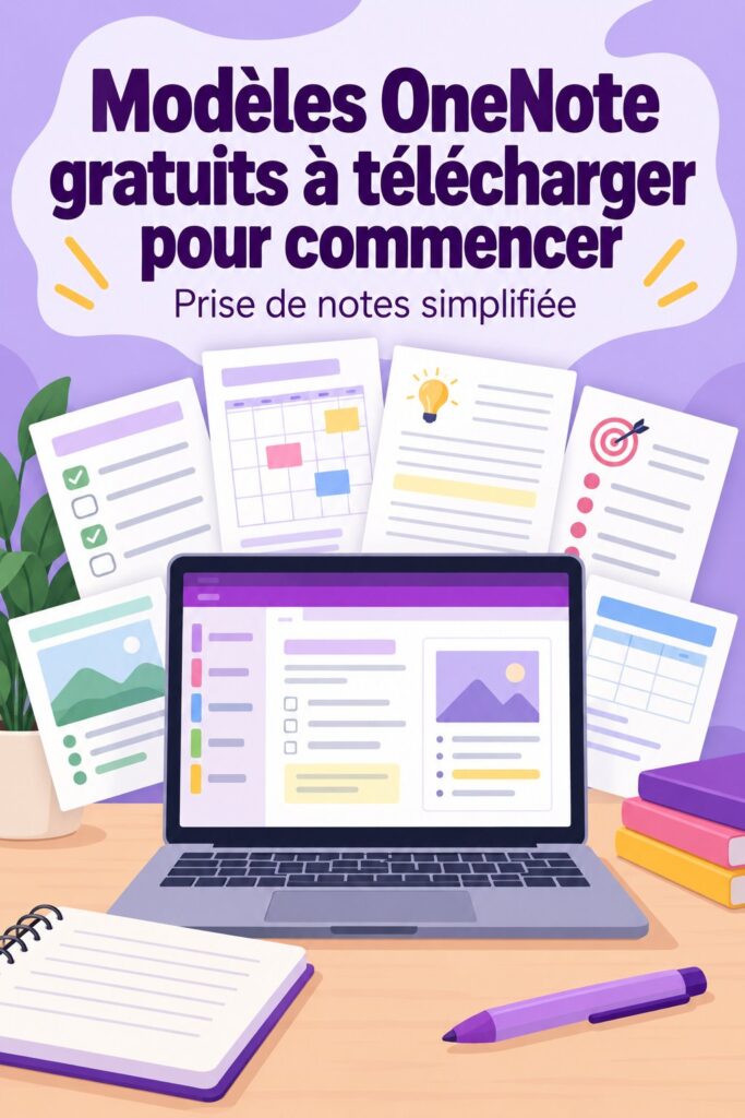 Modèles OneNote gratuits affichés sur un écran d'ordinateur