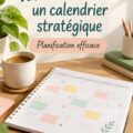Femme utilisant un calendrier stratégique pour planifier sa semaine de travail.