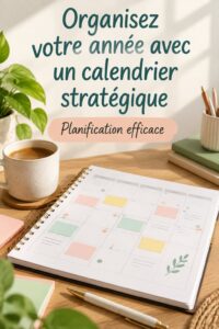 Femme utilisant un calendrier stratégique pour planifier sa semaine de travail.