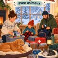 Maison familiale préparée pour une tempête hivernale avec des équipements en sécurité.