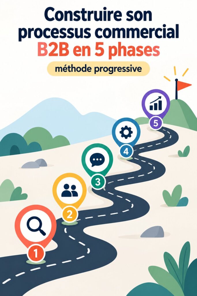 Visuel illustrant les 5 étapes pour construire un processus commercial B2B