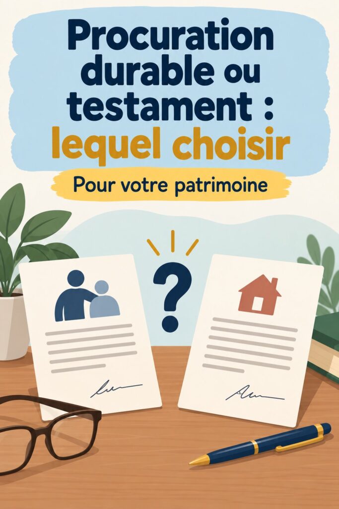 Procuration durable et testament : image d'un couple réfléchissant aux choix de protection juridique.