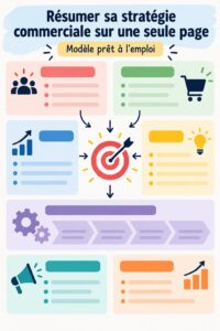 Infographie d'une stratégie commerciale simplifiée sur une seule page