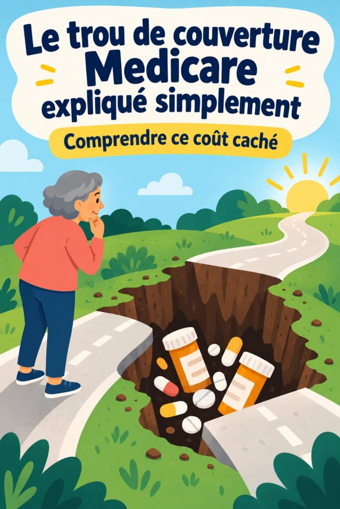 Illustration explicative du trou de couverture Medicare avec diagrammes simples